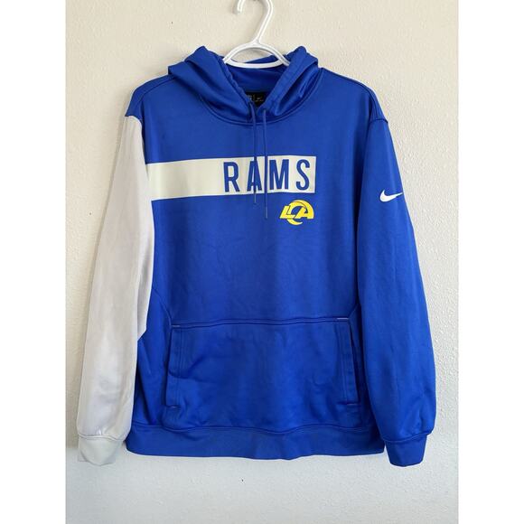 Men's Nike Royal/Bone Los Angeles Rams Colorblock Performance Pullover Hoodie‎ L - Picture 1 of 6